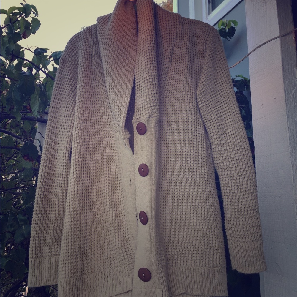 Thick knit beige button down sweater/cardigan